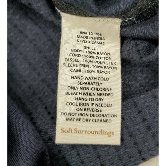 SOFT SURROUNDINGS Chandra Small Navy Blue Open Cold Shoulder Top Embellished - Picture 5 of 12